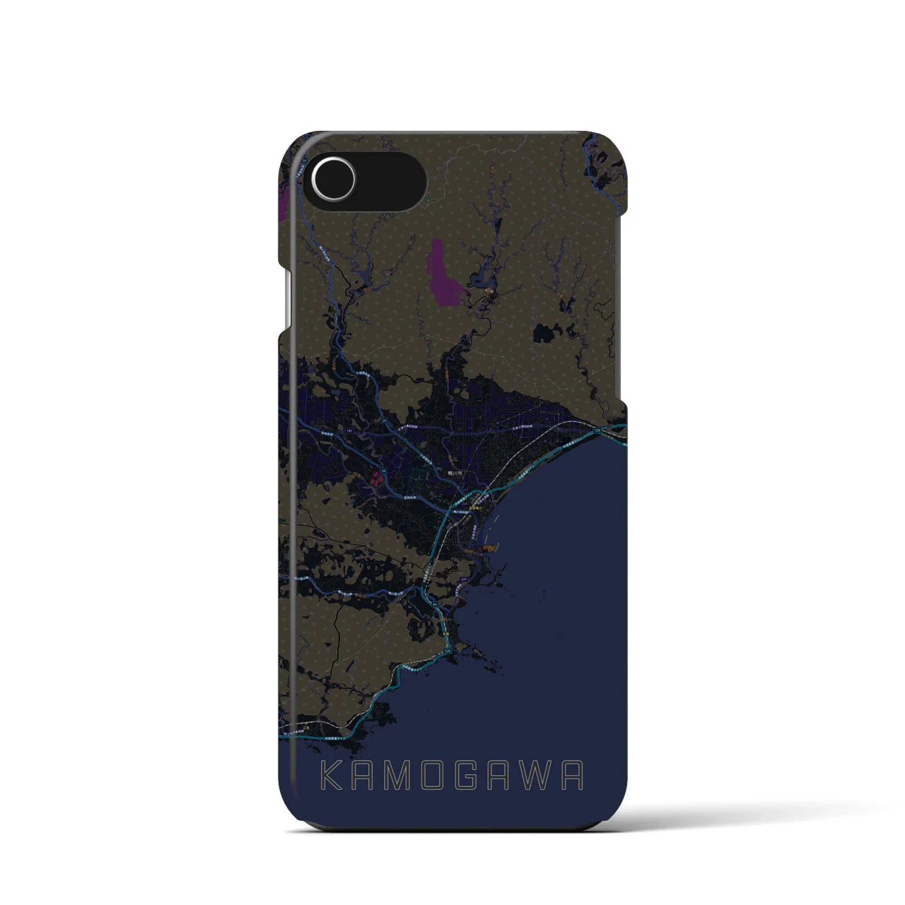 【鴨川(千葉県)】地図柄iPhoneケース(バックカバータイプ)
