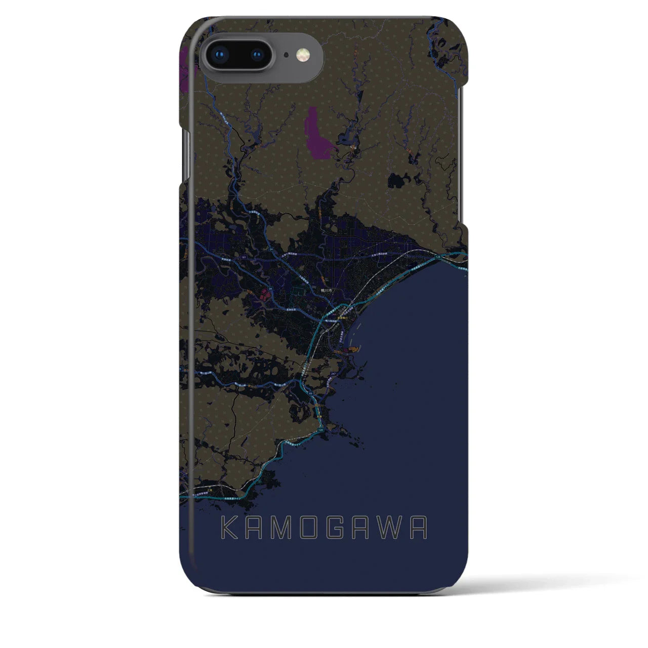 【鴨川(千葉県)】地図柄iPhoneケース(バックカバータイプ)