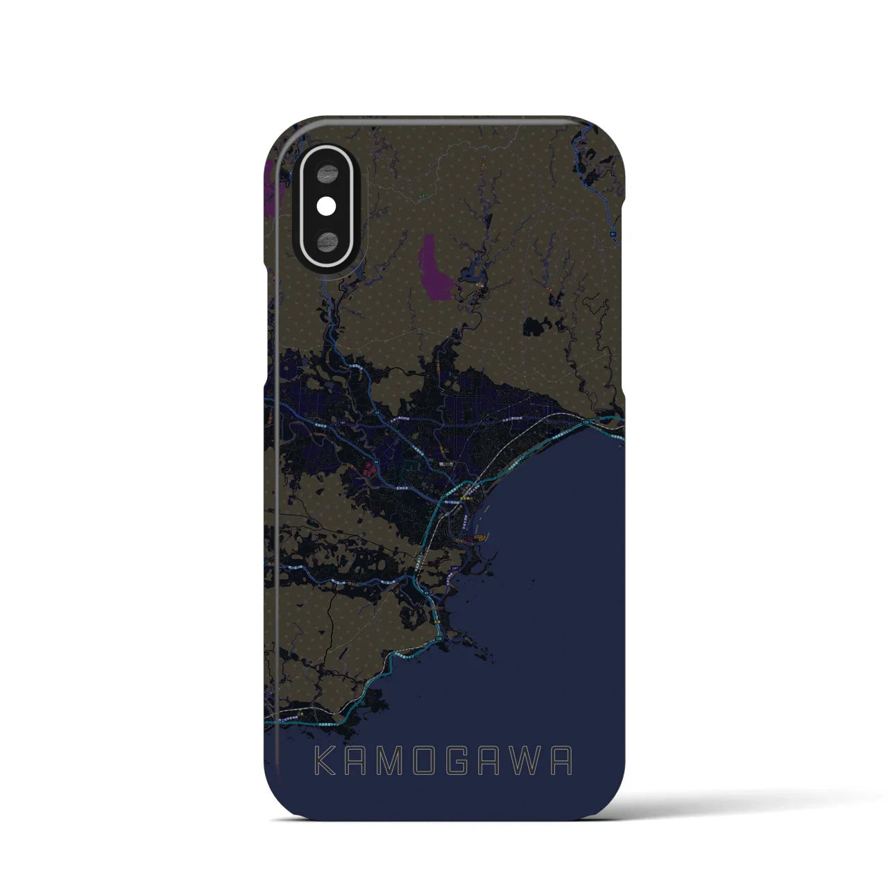 【鴨川(千葉県)】地図柄iPhoneケース(バックカバータイプ)