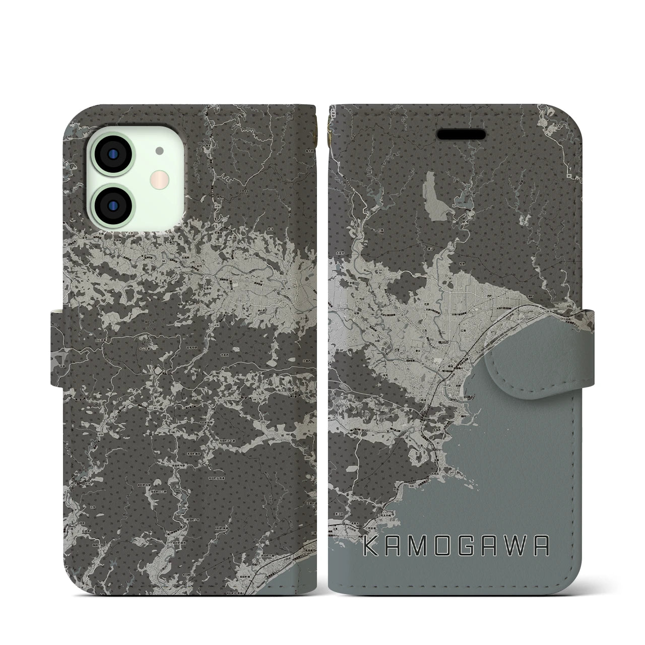 【鴨川(千葉県)】地図柄iPhoneケース(手帳タイプ)