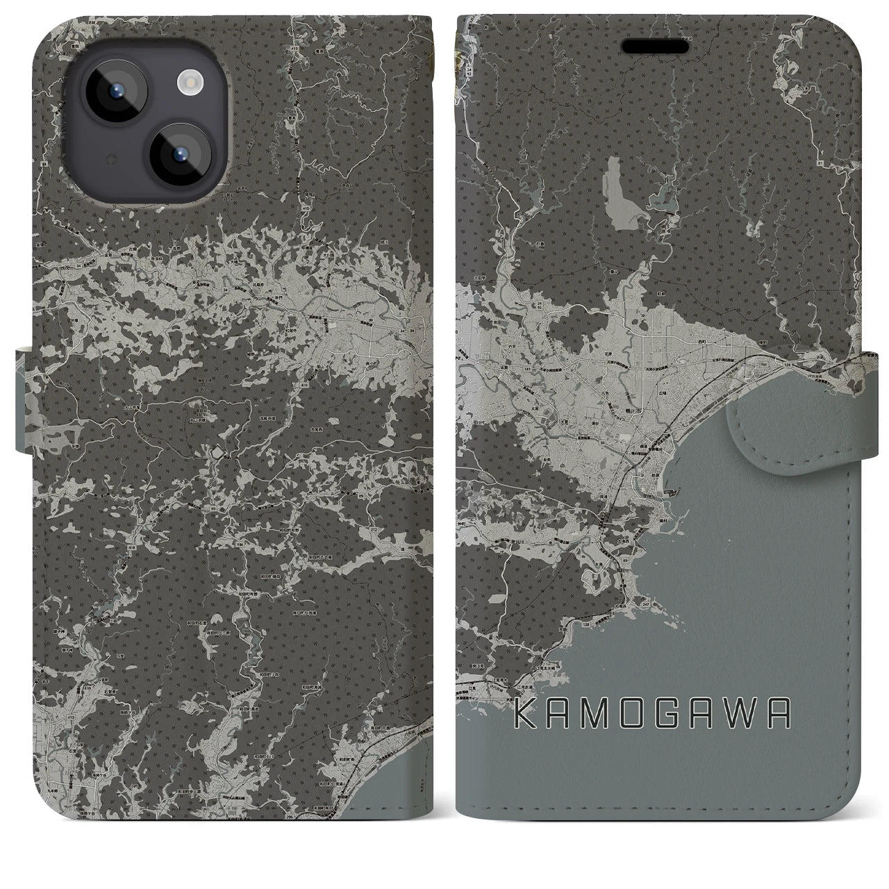 【鴨川(千葉県)】地図柄iPhoneケース(手帳タイプ)
