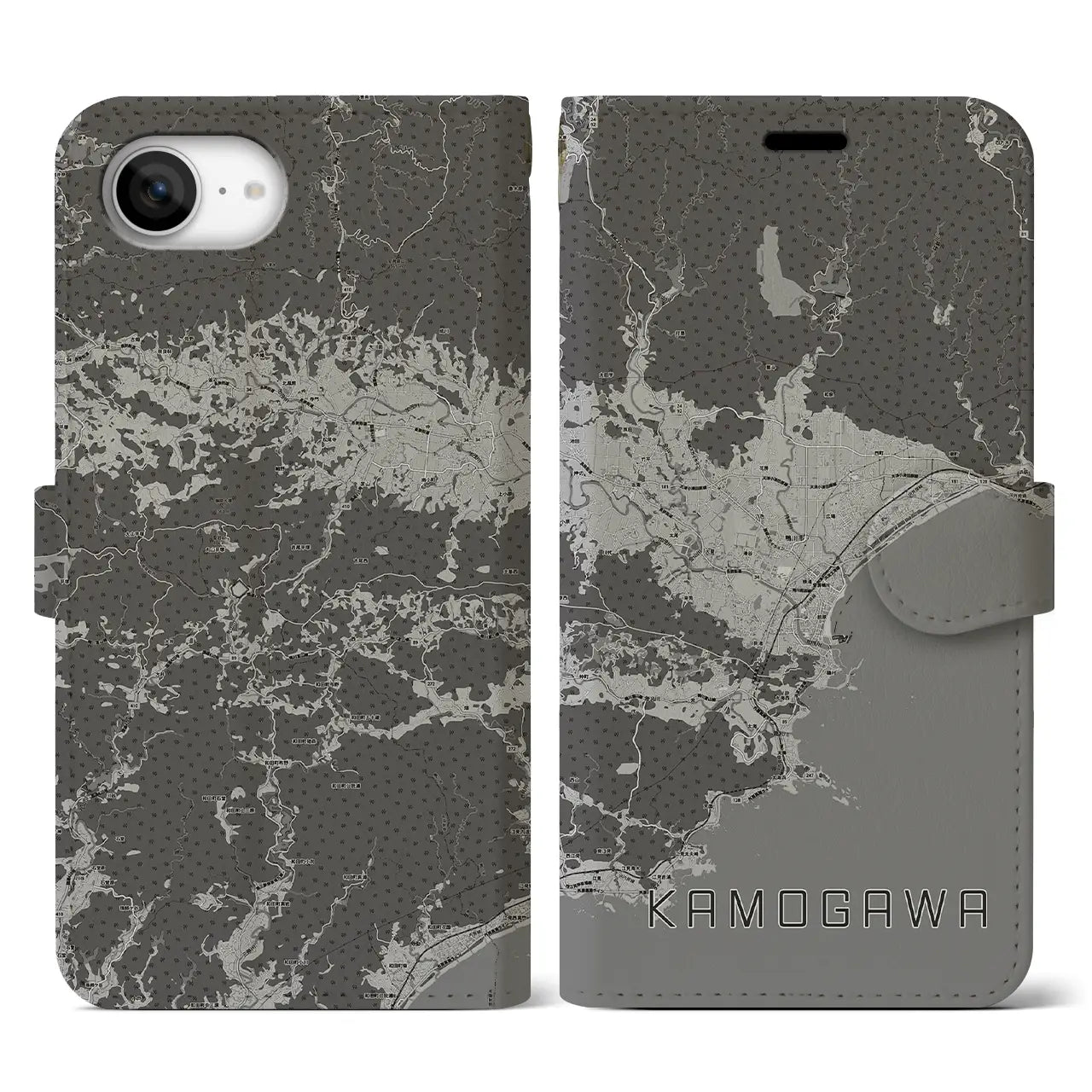 【鴨川(千葉県)】地図柄iPhoneケース(手帳タイプ)