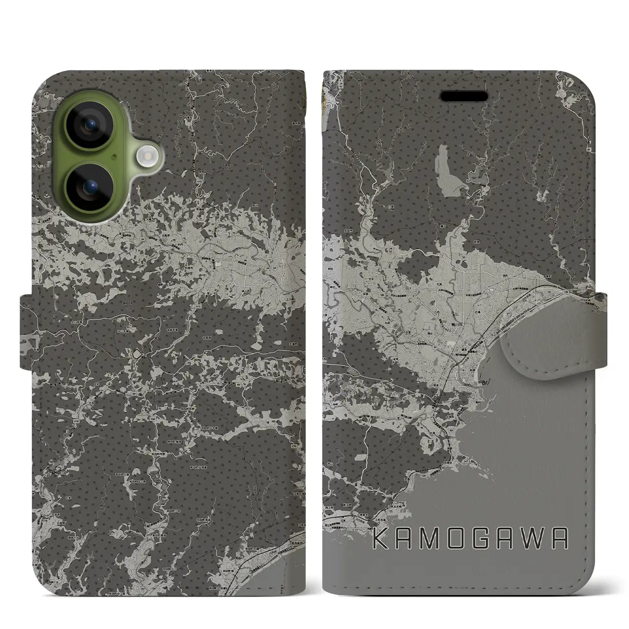 【鴨川(千葉県)】地図柄iPhoneケース(手帳タイプ)