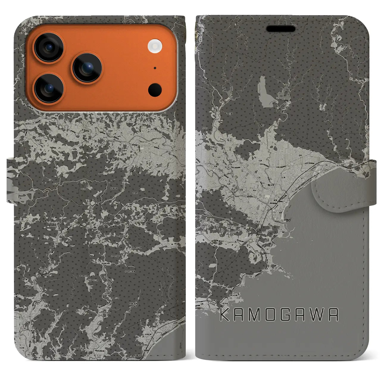 【鴨川(千葉県)】地図柄iPhoneケース(手帳タイプ)