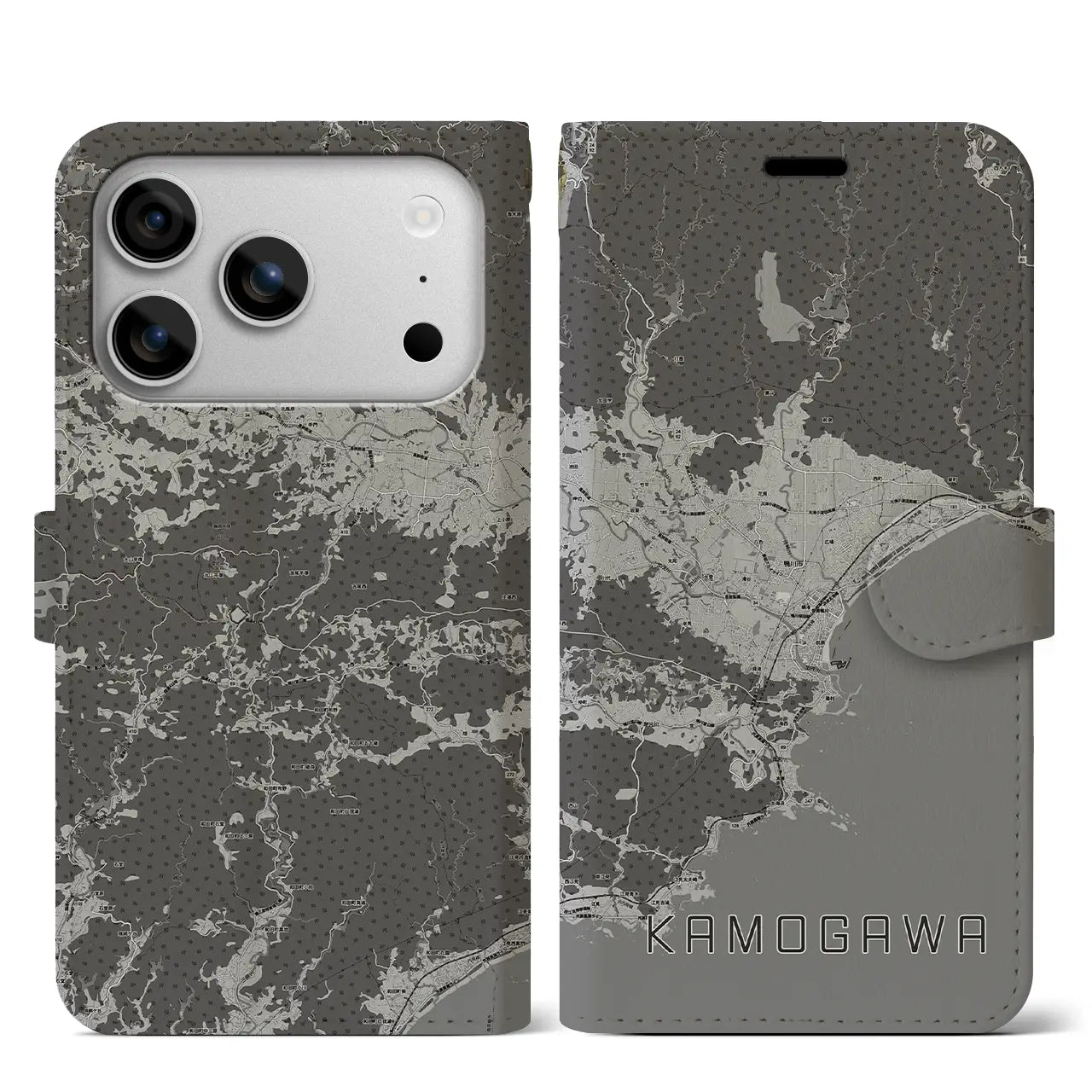 【鴨川(千葉県)】地図柄iPhoneケース(手帳タイプ)