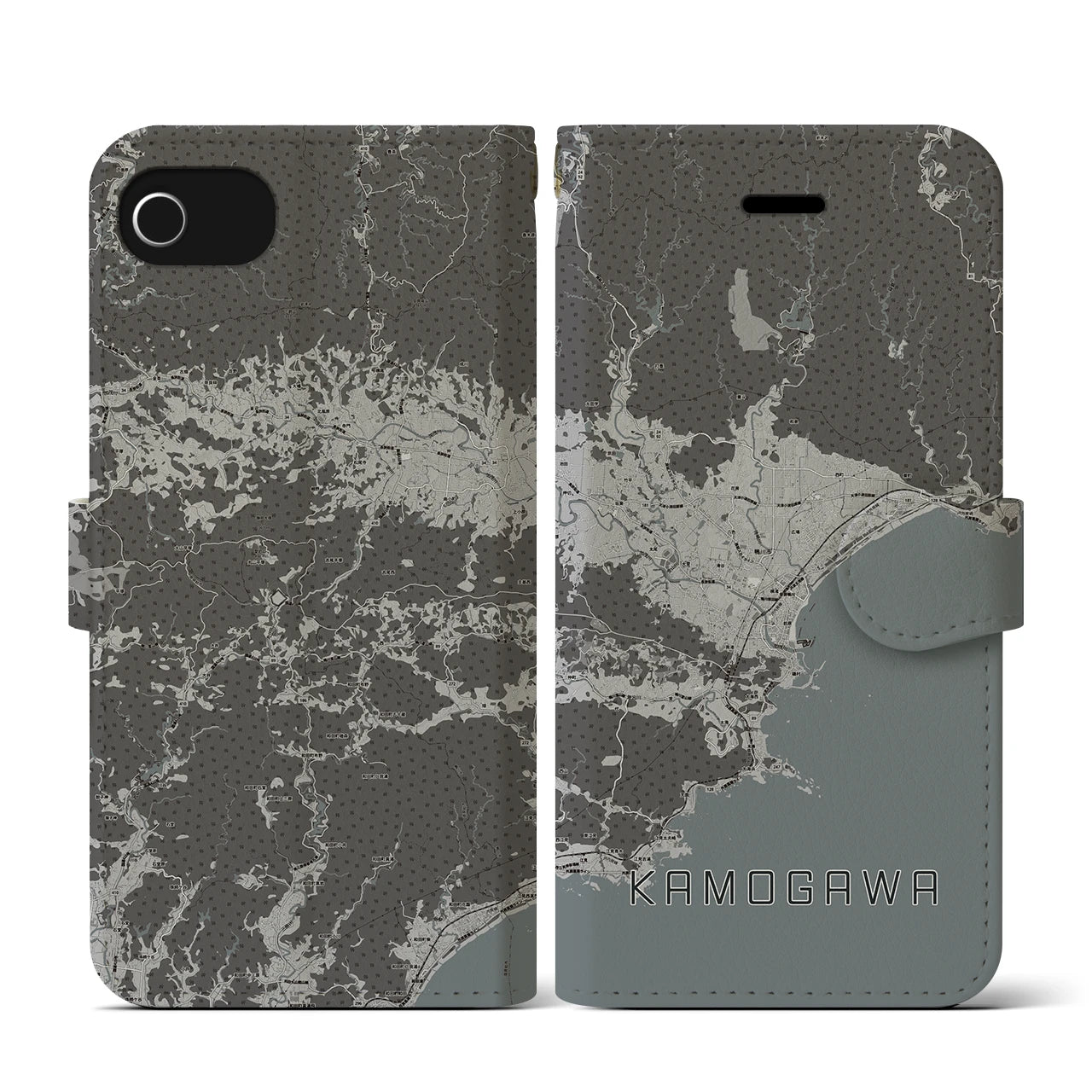 【鴨川(千葉県)】地図柄iPhoneケース(手帳タイプ)