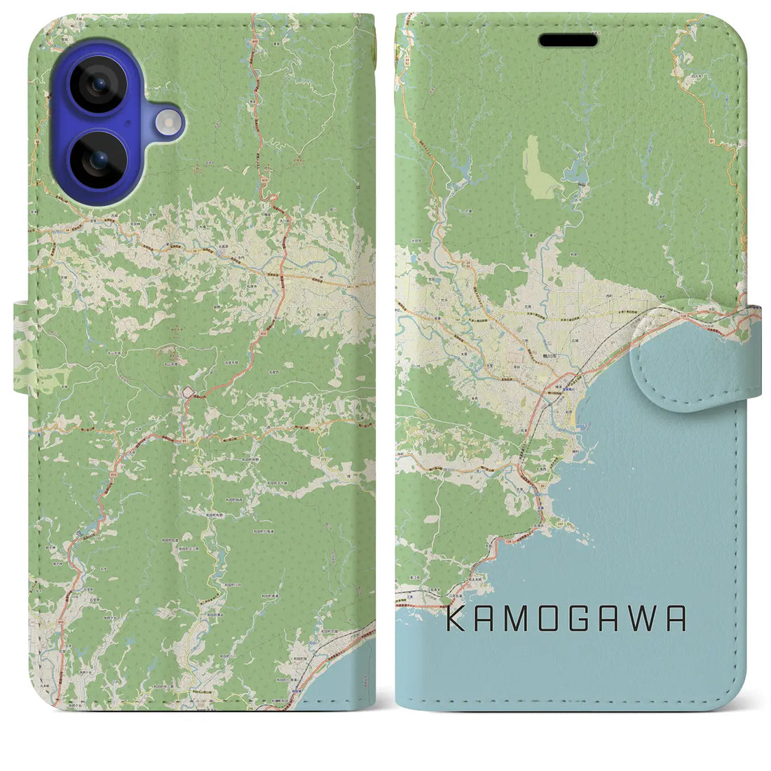 【鴨川(千葉県)】地図柄iPhoneケース(手帳タイプ)ナチュラル・iPhone 16 Pro Max 用
