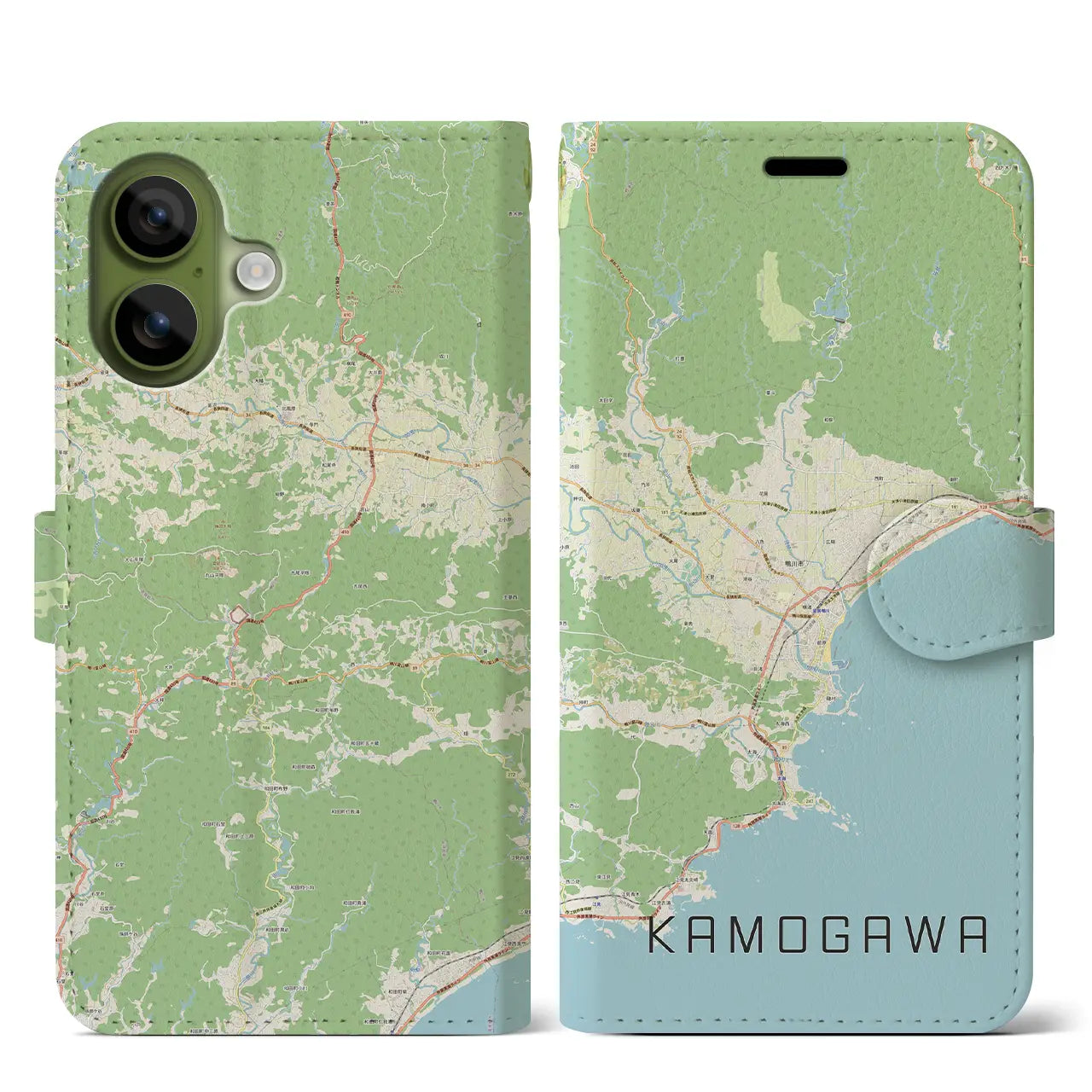 【鴨川(千葉県)】地図柄iPhoneケース(手帳タイプ)