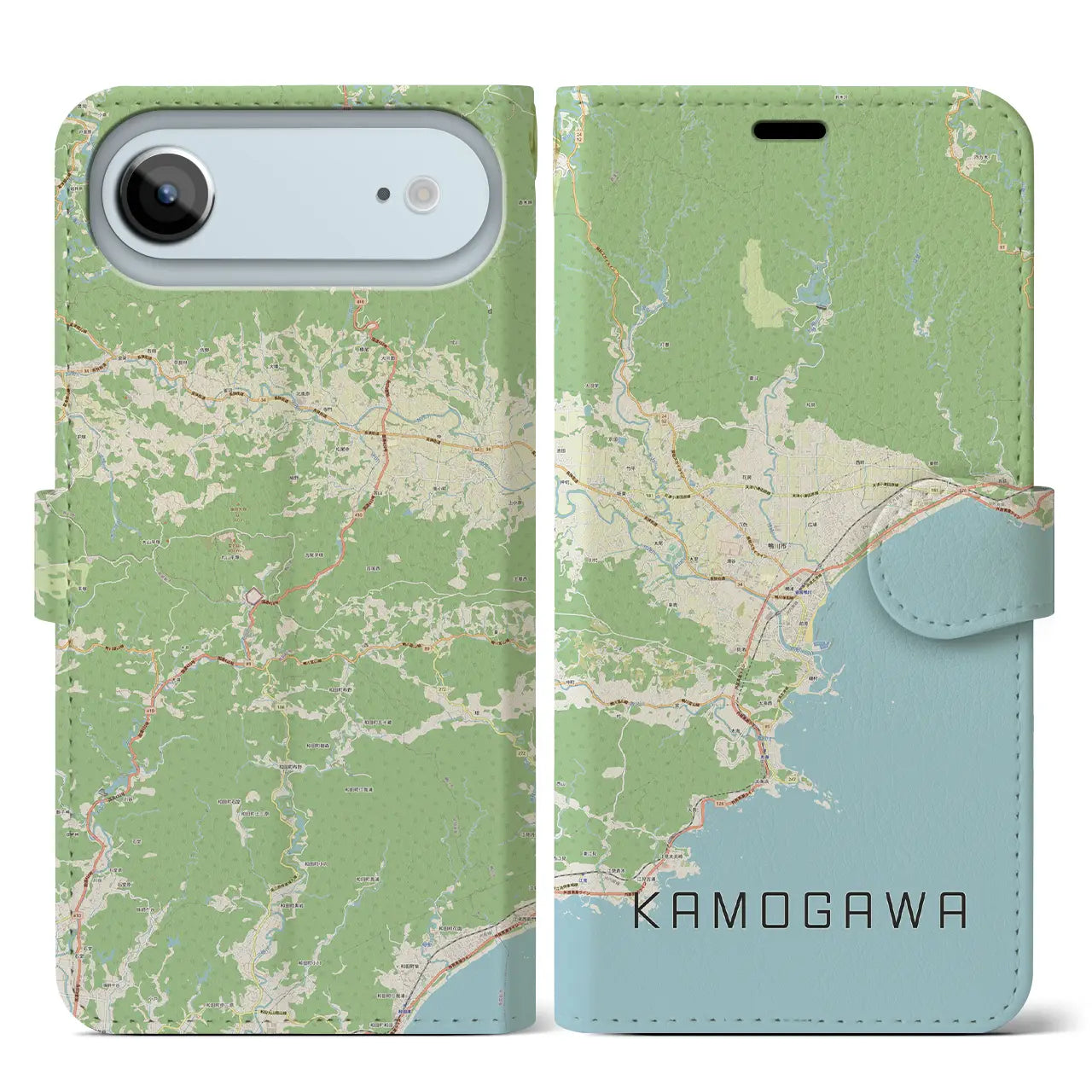【鴨川(千葉県)】地図柄iPhoneケース(手帳タイプ)