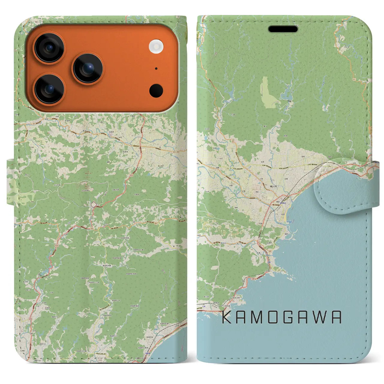 【鴨川(千葉県)】地図柄iPhoneケース(手帳タイプ)