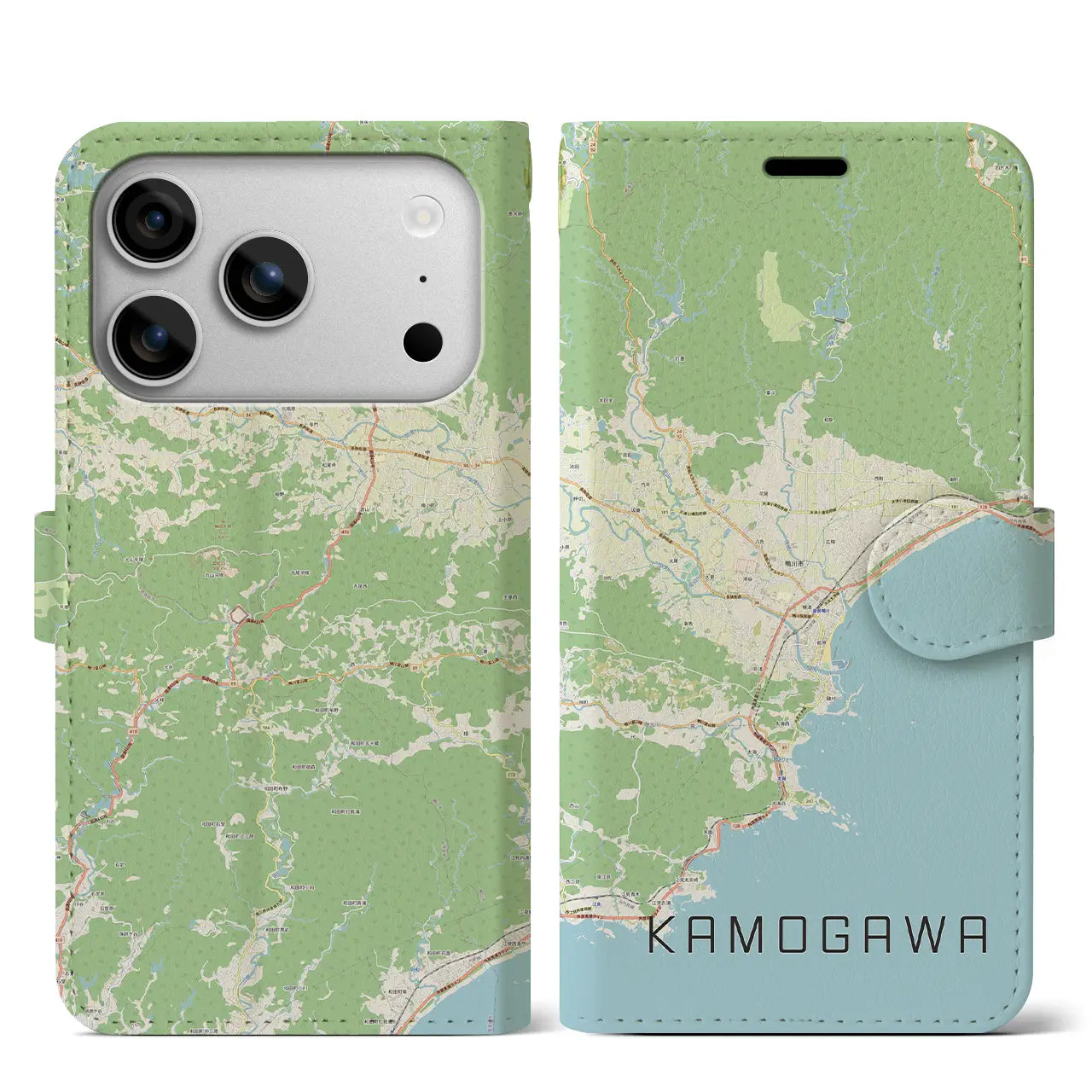 【鴨川(千葉県)】地図柄iPhoneケース(手帳タイプ)