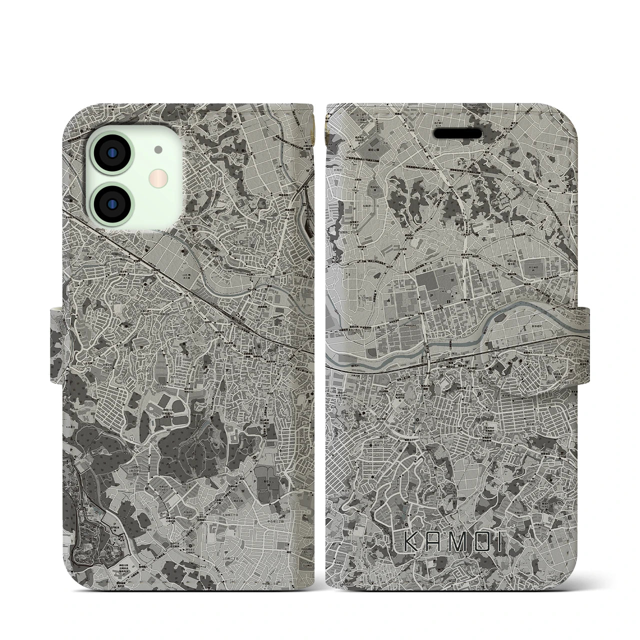 【鴨居(神奈川県)】地図柄iPhoneケース(手帳タイプ)