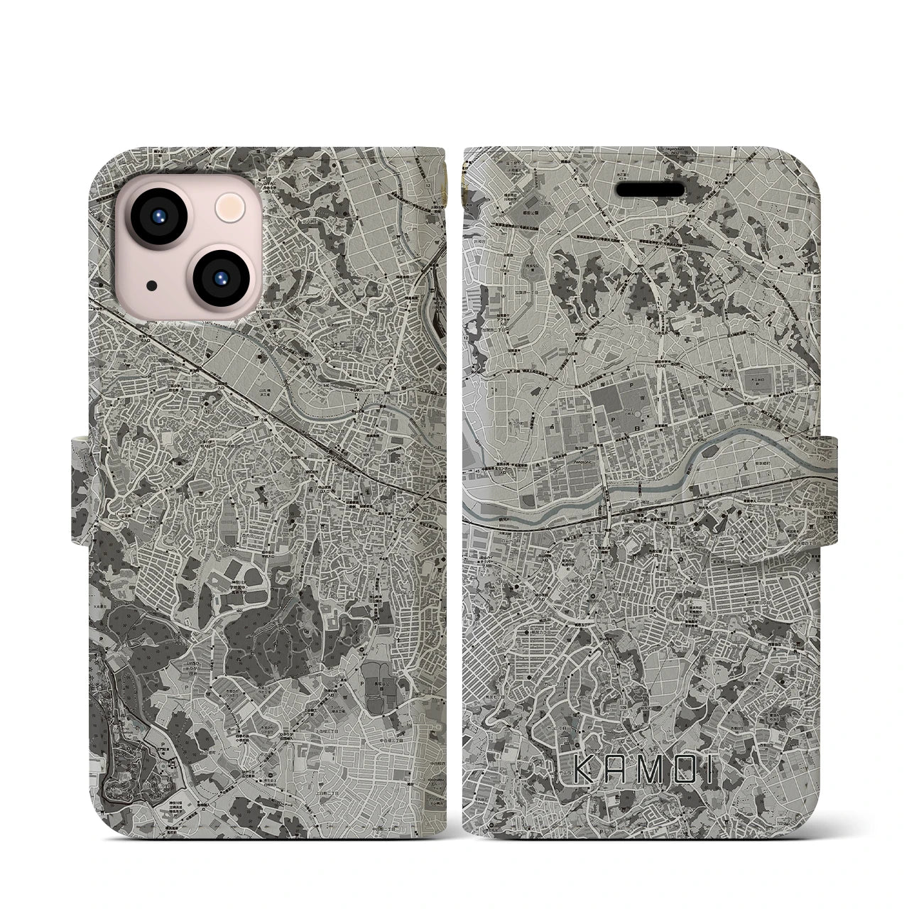 【鴨居(神奈川県)】地図柄iPhoneケース(手帳タイプ)