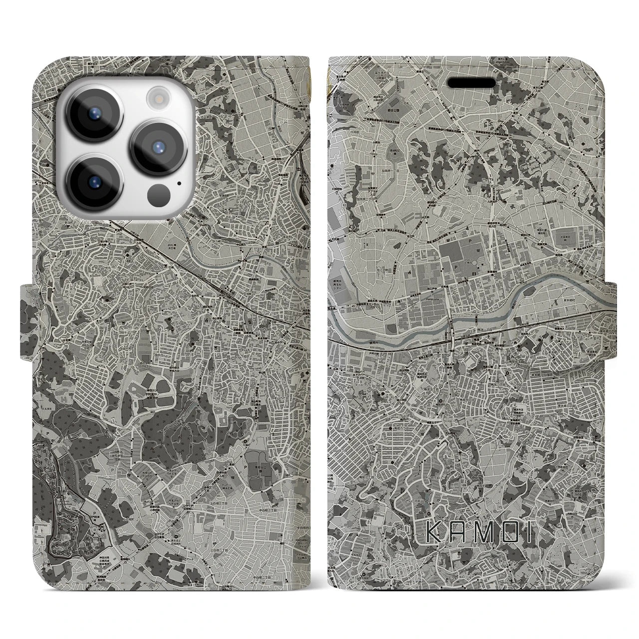 【鴨居(神奈川県)】地図柄iPhoneケース(手帳タイプ)