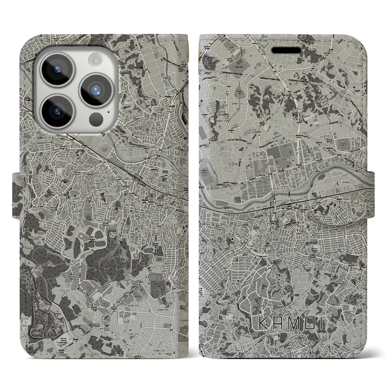 【鴨居(神奈川県)】地図柄iPhoneケース(手帳タイプ)