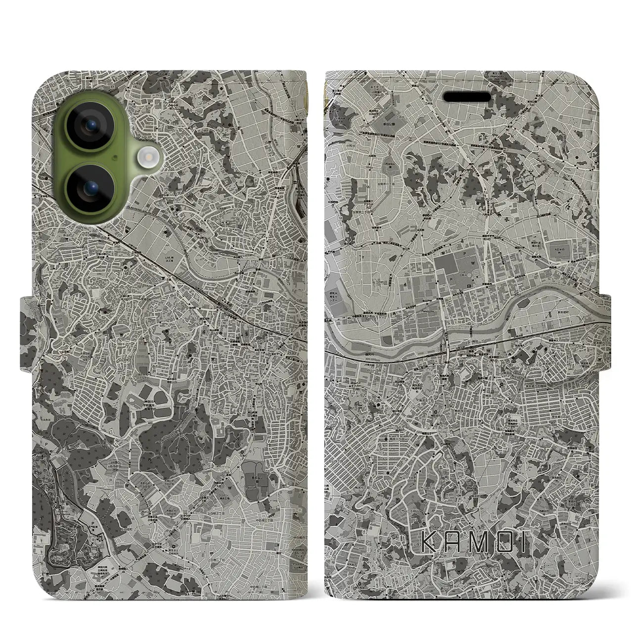 【鴨居(神奈川県)】地図柄iPhoneケース(手帳タイプ)