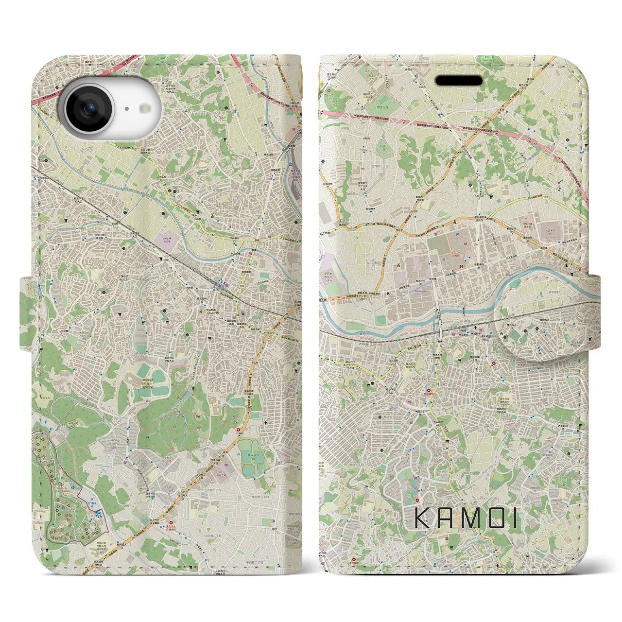 【鴨居(神奈川県)】地図柄iPhoneケース(手帳タイプ)