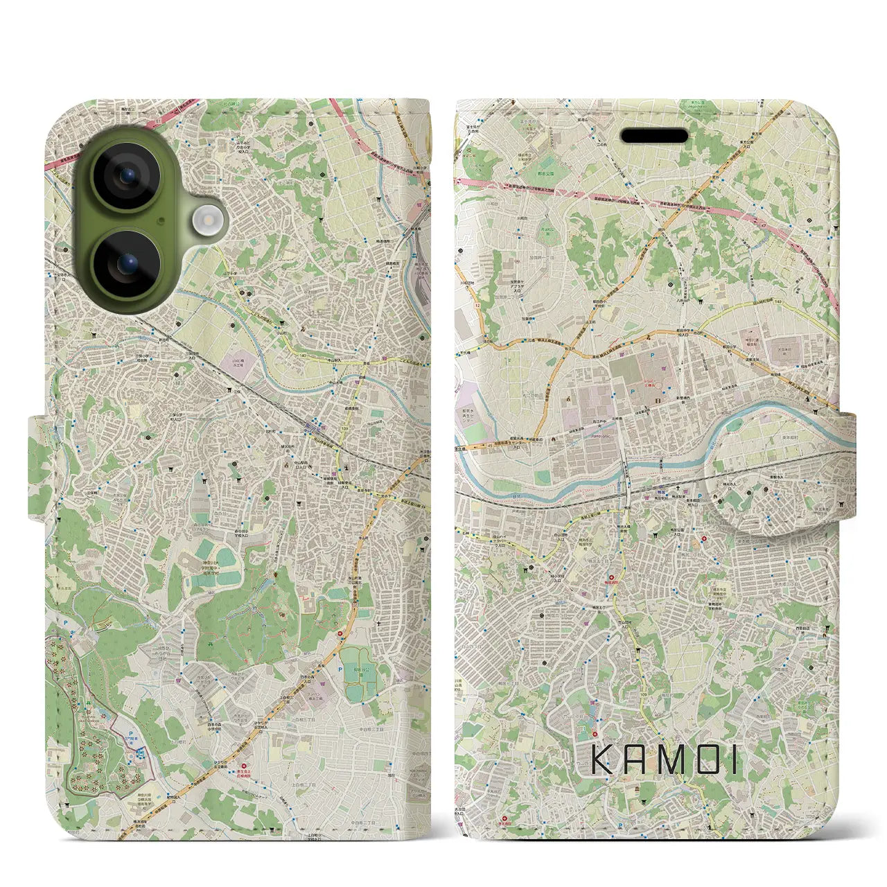 【鴨居(神奈川県)】地図柄iPhoneケース(手帳タイプ)