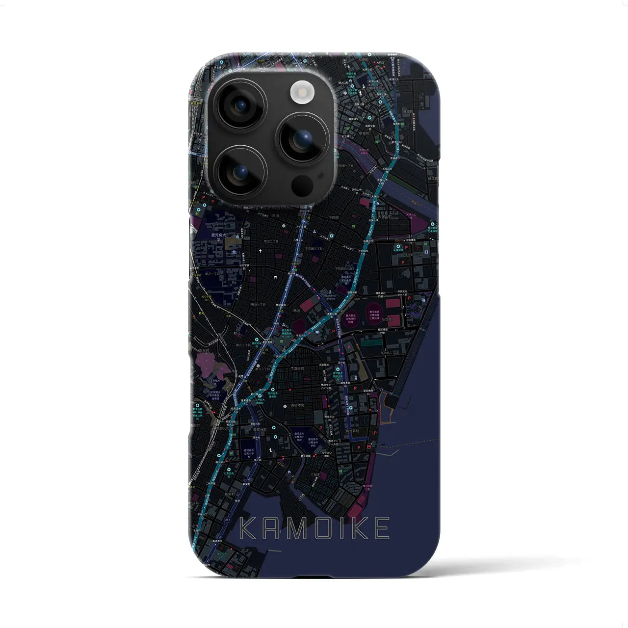 【鴨池(鹿児島県)】地図柄iPhoneケース(バックカバータイプ)