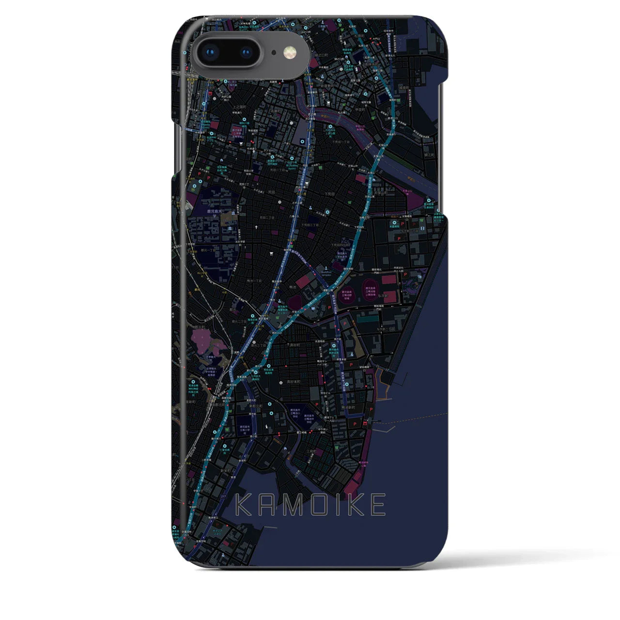 【鴨池(鹿児島県)】地図柄iPhoneケース(バックカバータイプ)