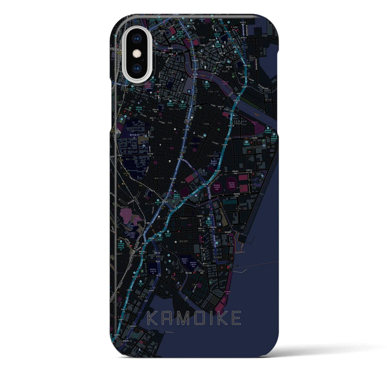 【鴨池(鹿児島県)】地図柄iPhoneケース(バックカバータイプ)