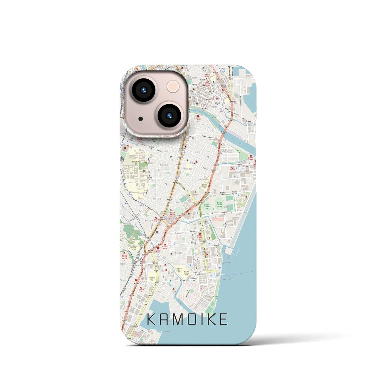 【鴨池(鹿児島県)】地図柄iPhoneケース(バックカバータイプ)