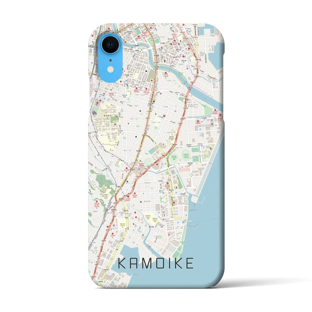 【鴨池(鹿児島県)】地図柄iPhoneケース(バックカバータイプ)