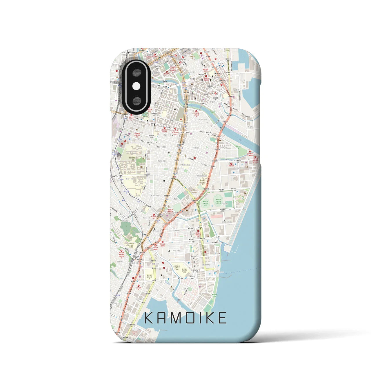 【鴨池(鹿児島県)】地図柄iPhoneケース(バックカバータイプ)