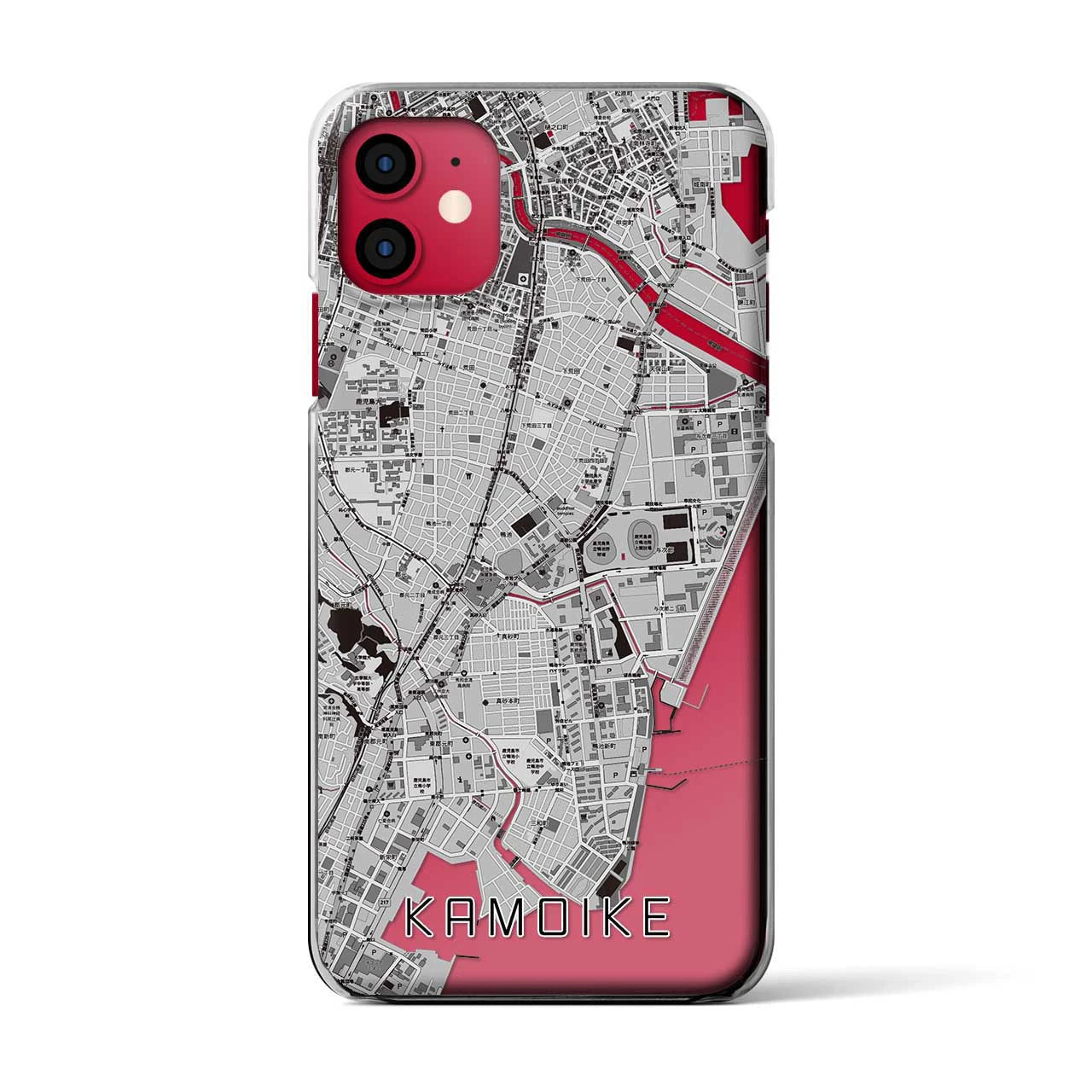 【鴨池(鹿児島県)】地図柄iPhoneケース(クリアタイプ)
