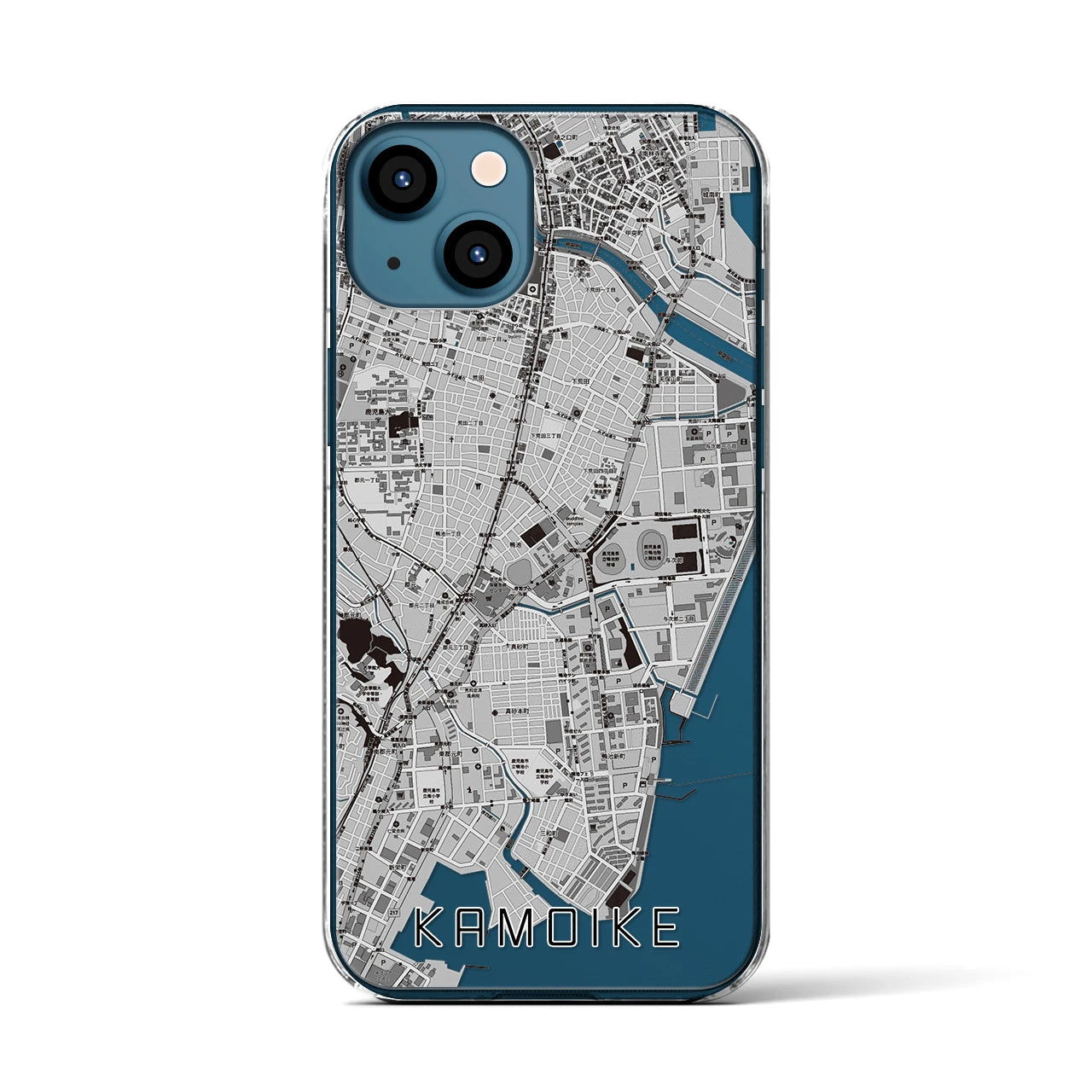 【鴨池(鹿児島県)】地図柄iPhoneケース(クリアタイプ)