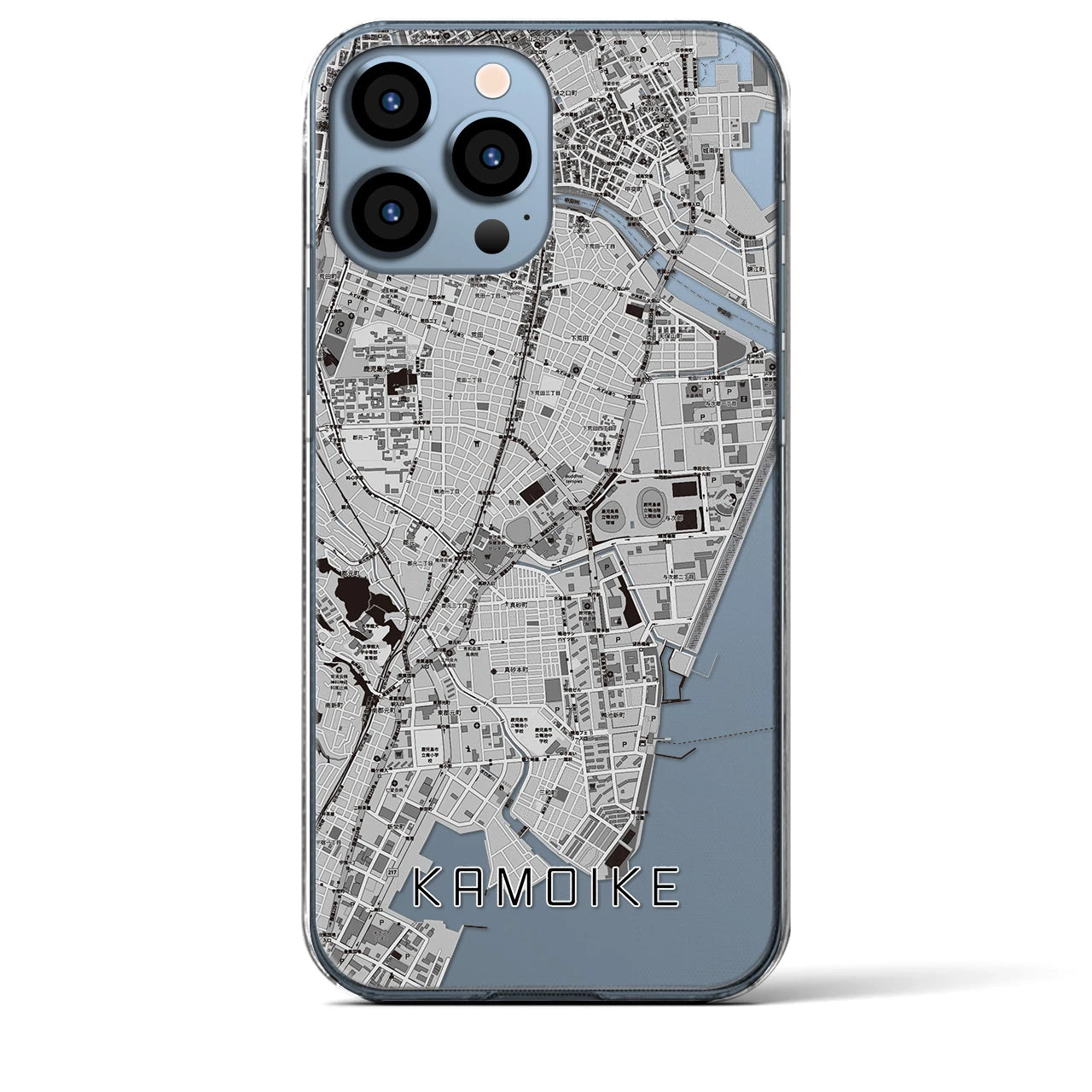 【鴨池(鹿児島県)】地図柄iPhoneケース(クリアタイプ)