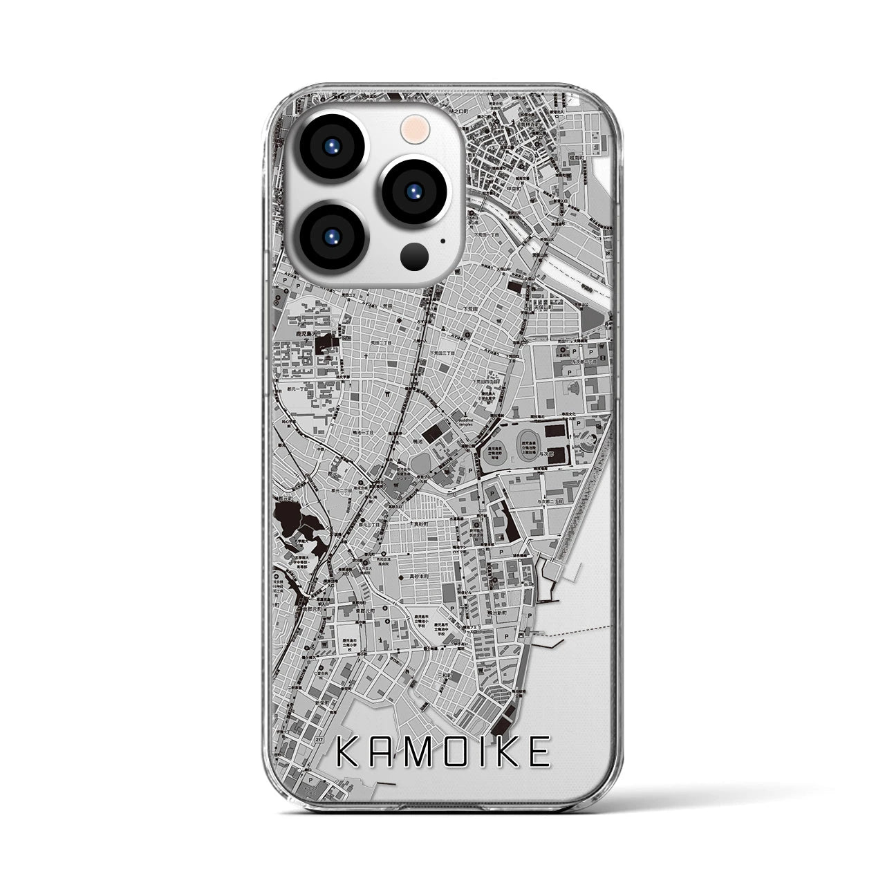 【鴨池(鹿児島県)】地図柄iPhoneケース(クリアタイプ)