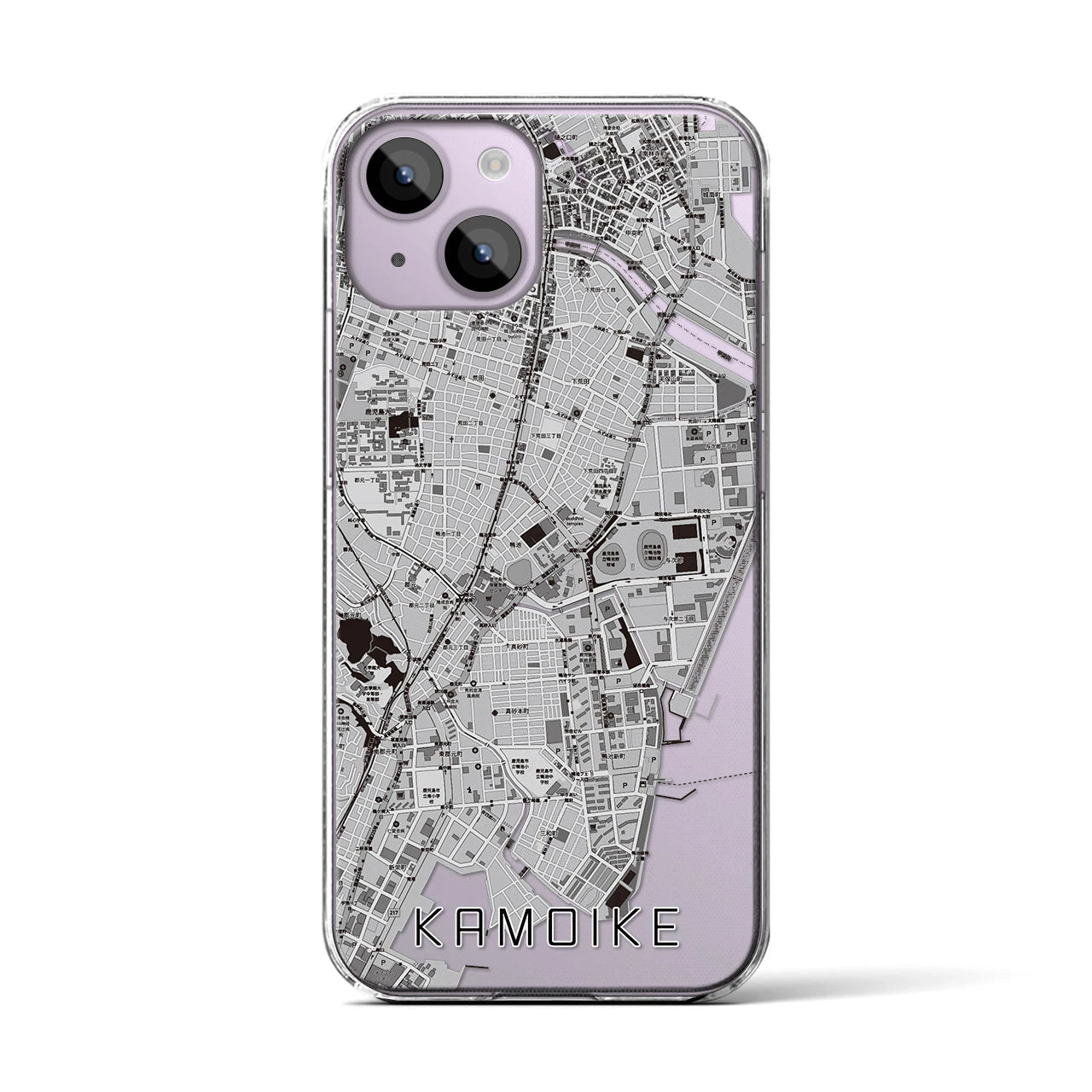 【鴨池(鹿児島県)】地図柄iPhoneケース(クリアタイプ)