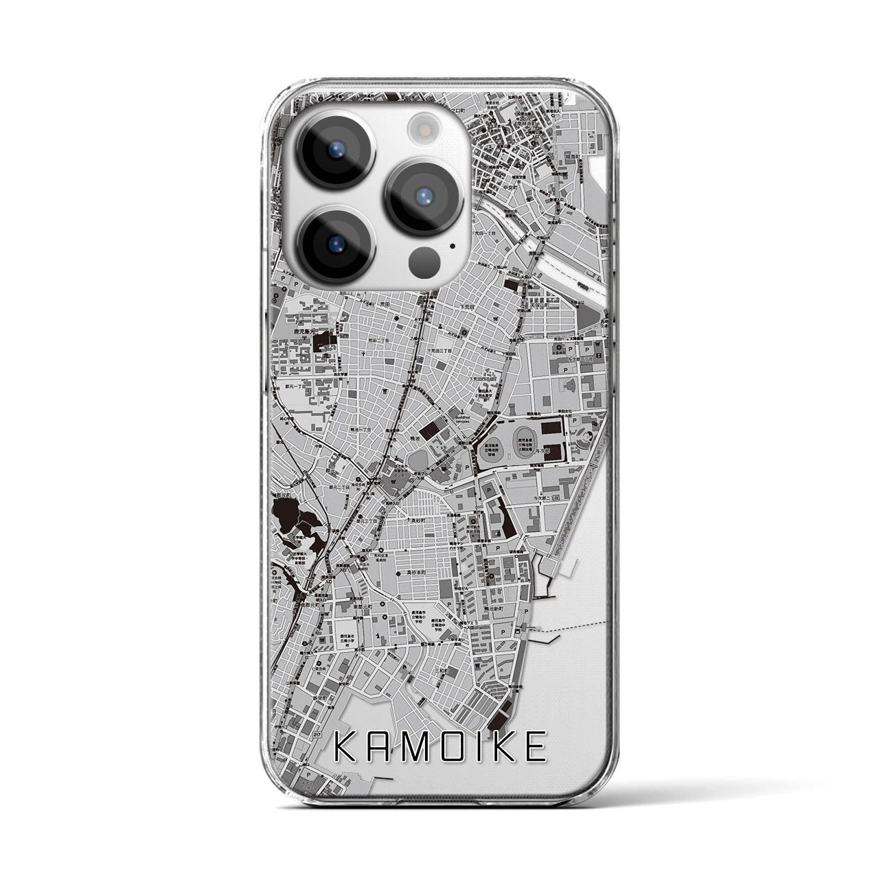 【鴨池(鹿児島県)】地図柄iPhoneケース(クリアタイプ)