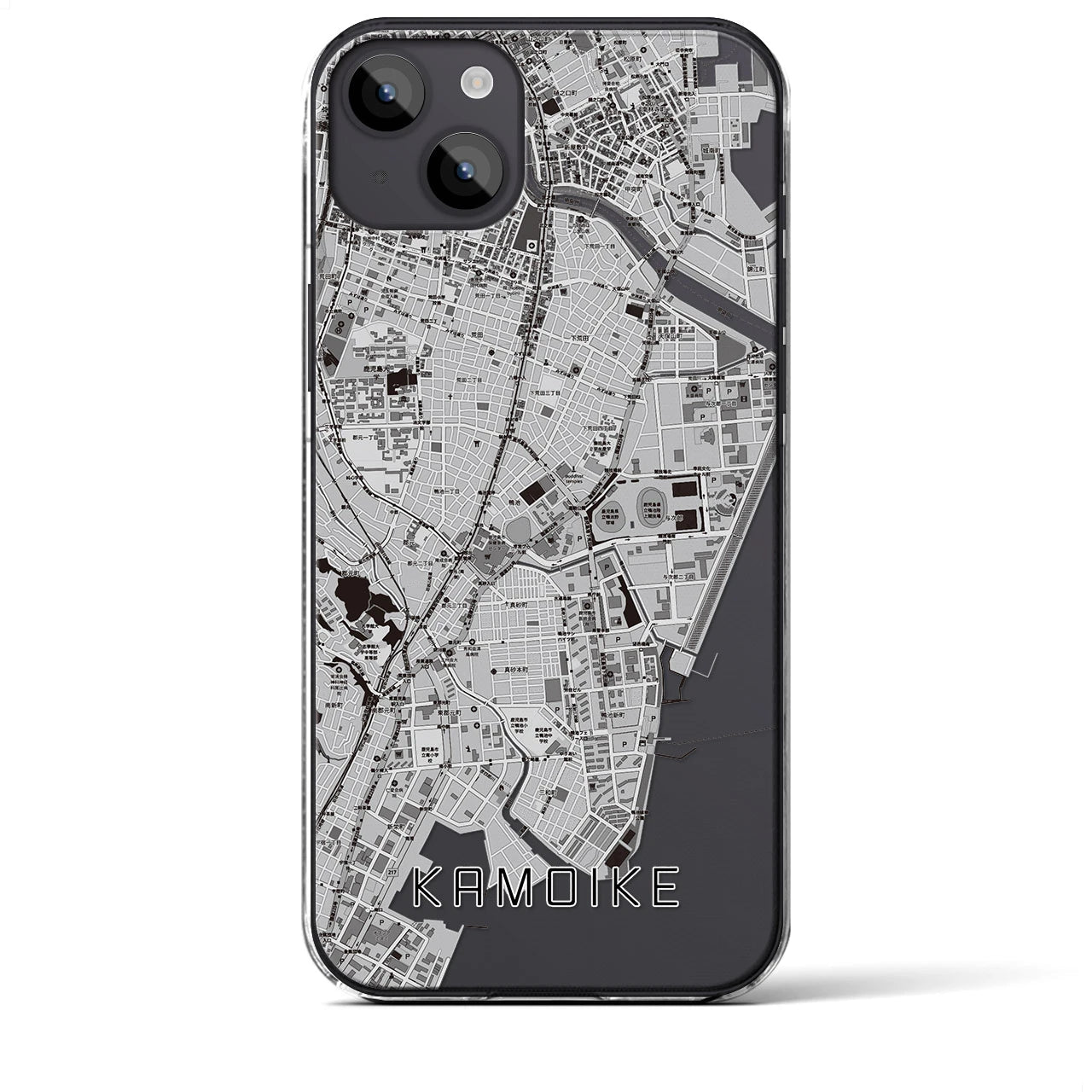 【鴨池(鹿児島県)】地図柄iPhoneケース(クリアタイプ)