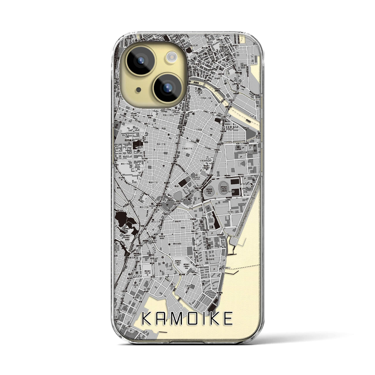 【鴨池(鹿児島県)】地図柄iPhoneケース(クリアタイプ)