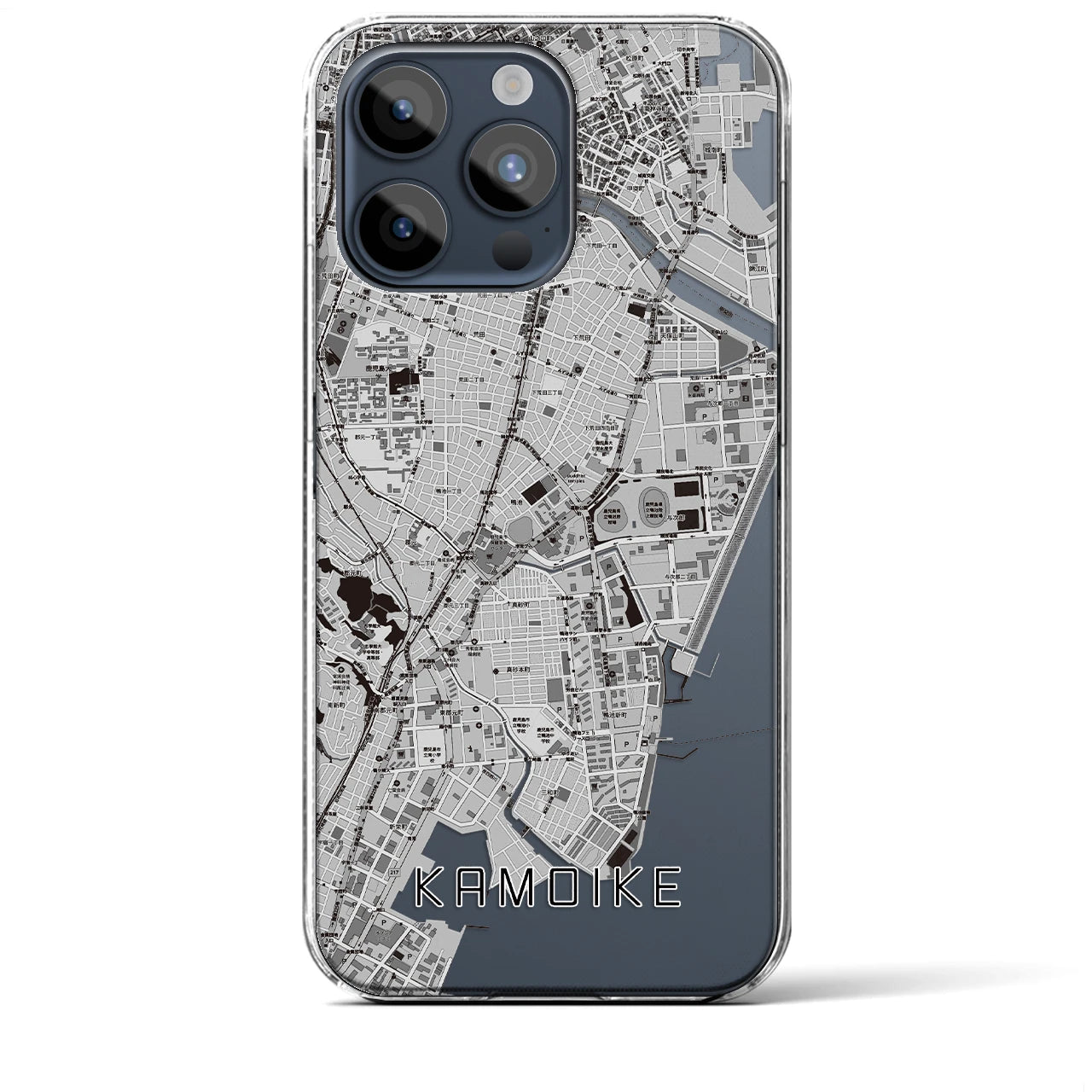 【鴨池(鹿児島県)】地図柄iPhoneケース(クリアタイプ)