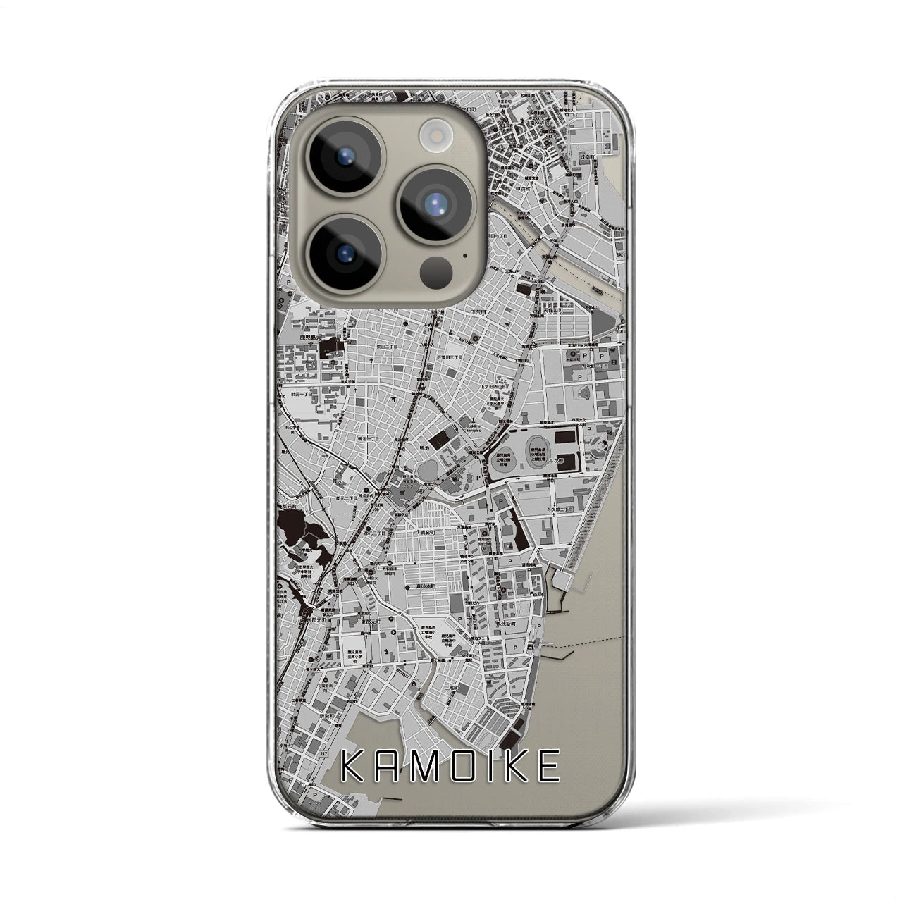 【鴨池(鹿児島県)】地図柄iPhoneケース(クリアタイプ)
