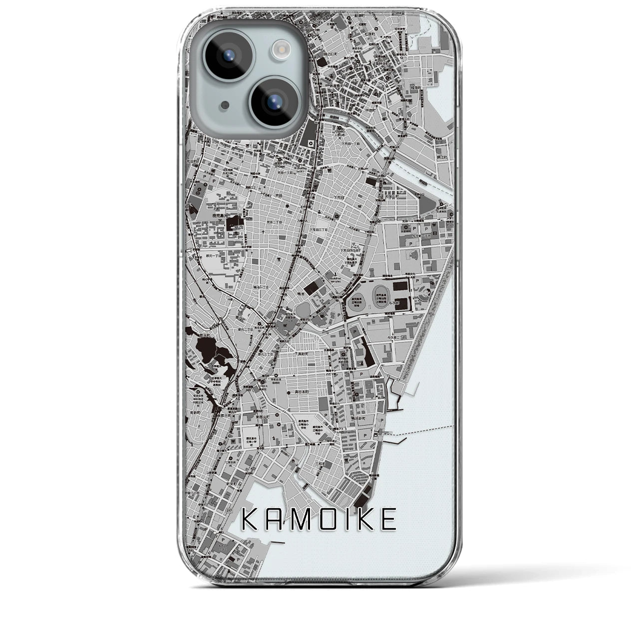 【鴨池(鹿児島県)】地図柄iPhoneケース(クリアタイプ)