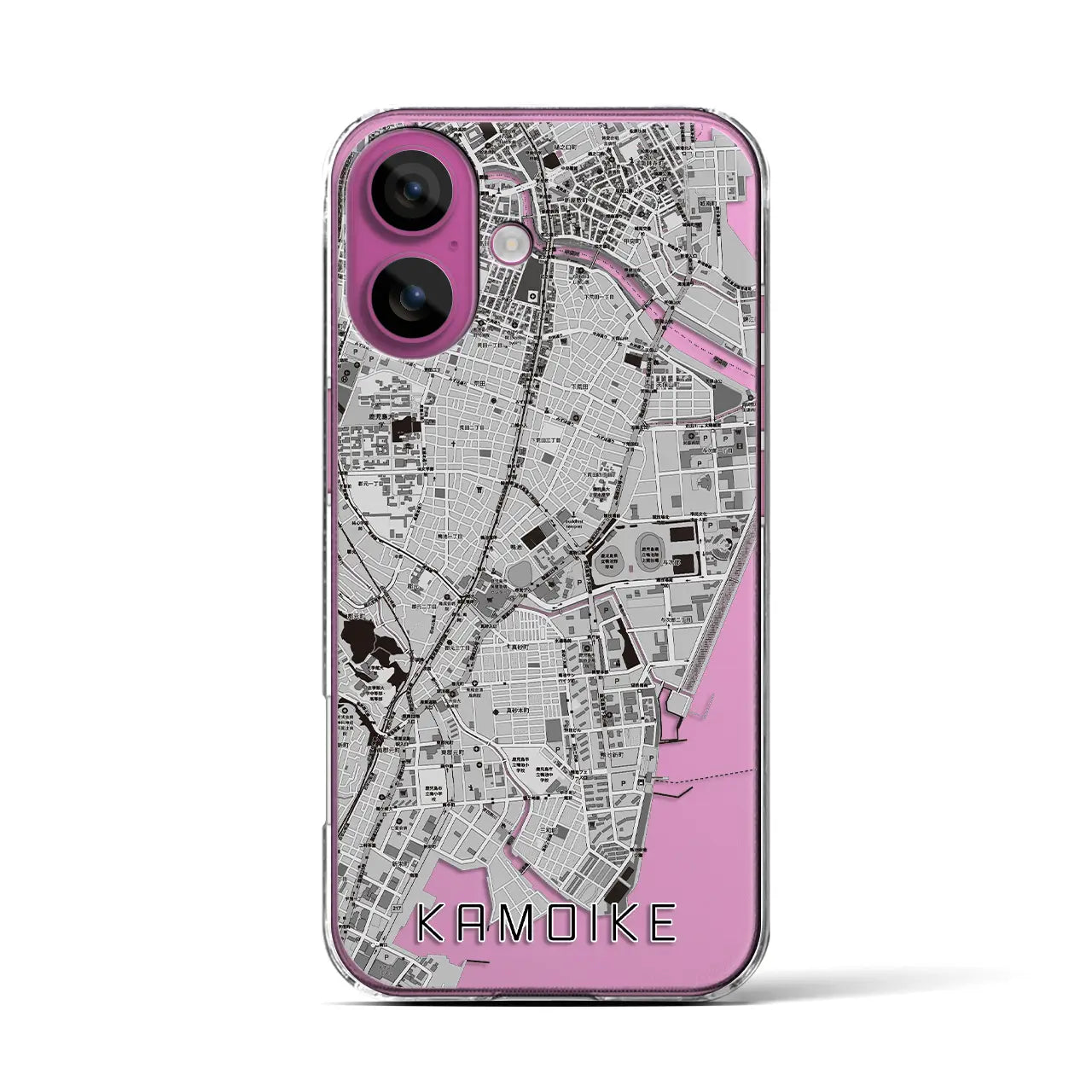 【鴨池(鹿児島県)】地図柄iPhoneケース(クリアタイプ)