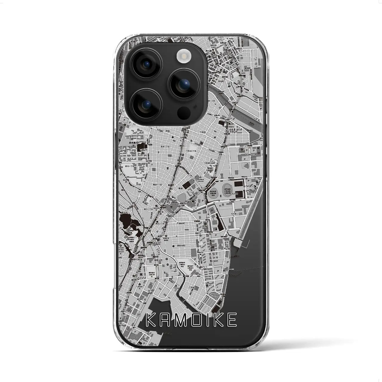 【鴨池(鹿児島県)】地図柄iPhoneケース(クリアタイプ)