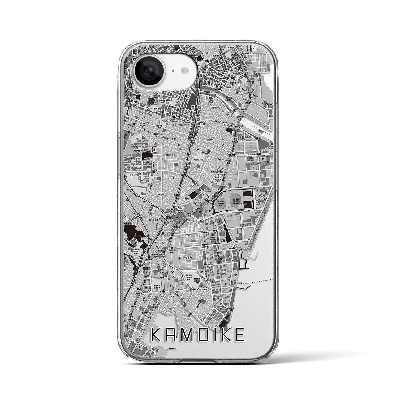 【鴨池(鹿児島県)】地図柄iPhoneケース(クリアタイプ)