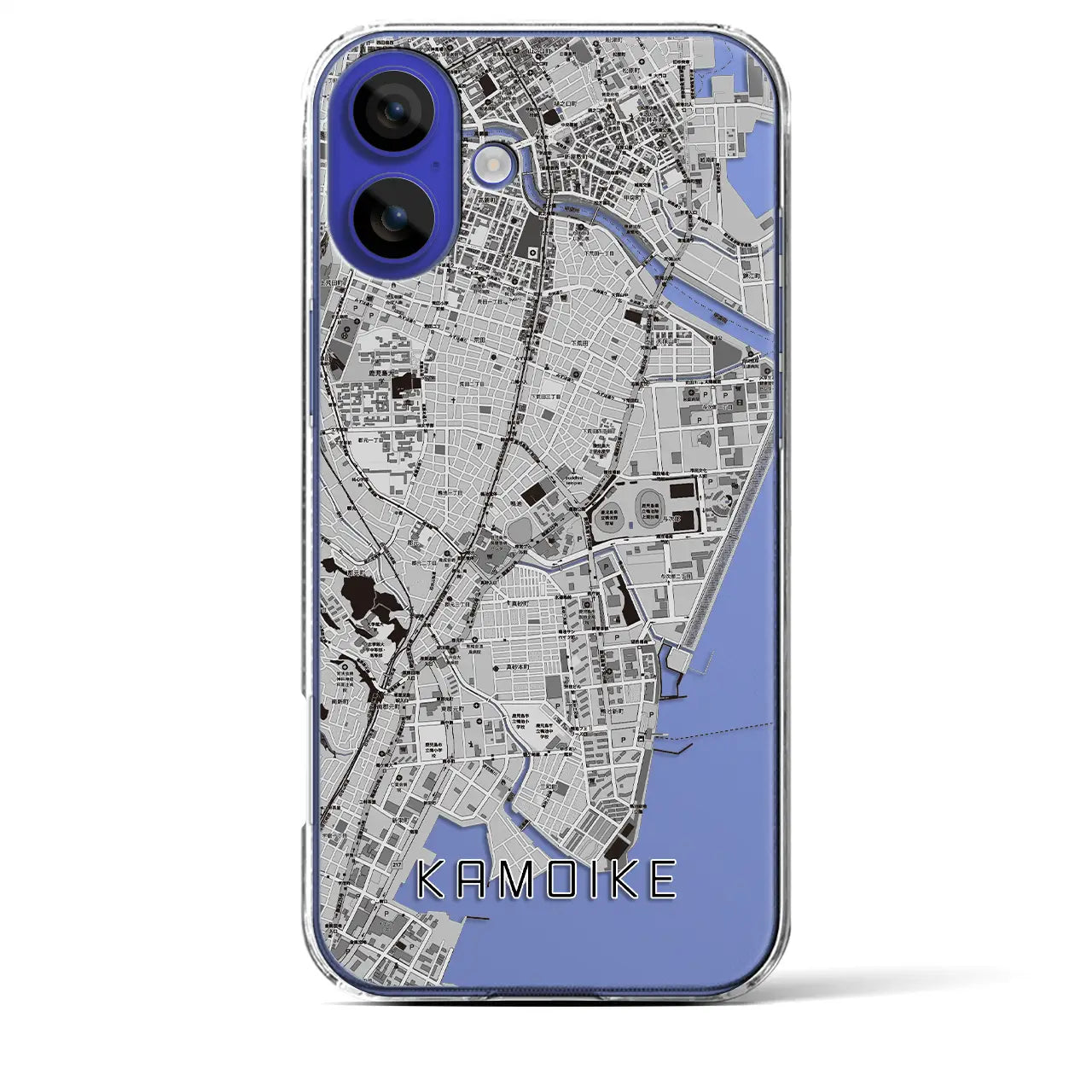 【鴨池(鹿児島県)】地図柄iPhoneケース(クリアタイプ)