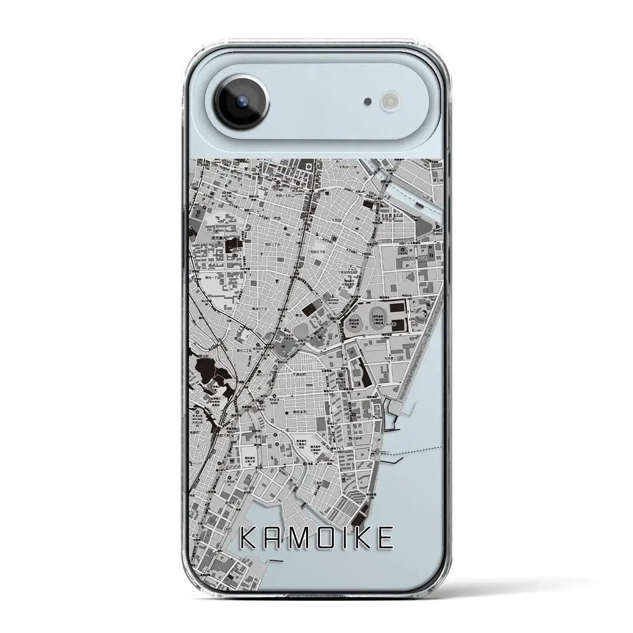 【鴨池(鹿児島県)】地図柄iPhoneケース(クリアタイプ)