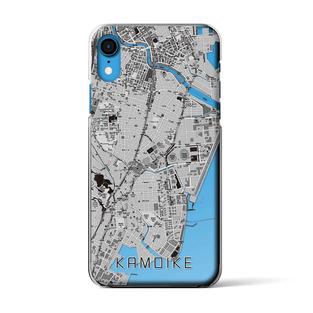 【鴨池(鹿児島県)】地図柄iPhoneケース(クリアタイプ)