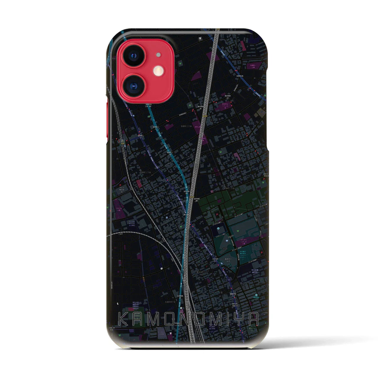 【加茂宮(埼玉県)】地図柄iPhoneケース(バックカバータイプ)