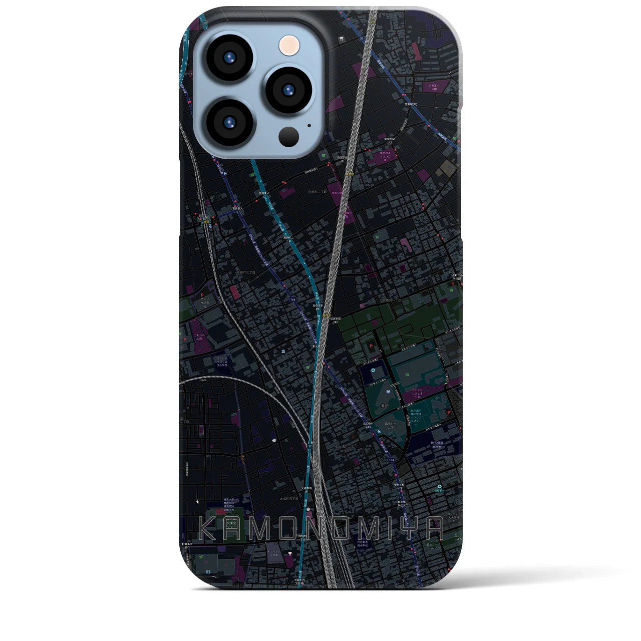 【加茂宮(埼玉県)】地図柄iPhoneケース(バックカバータイプ)