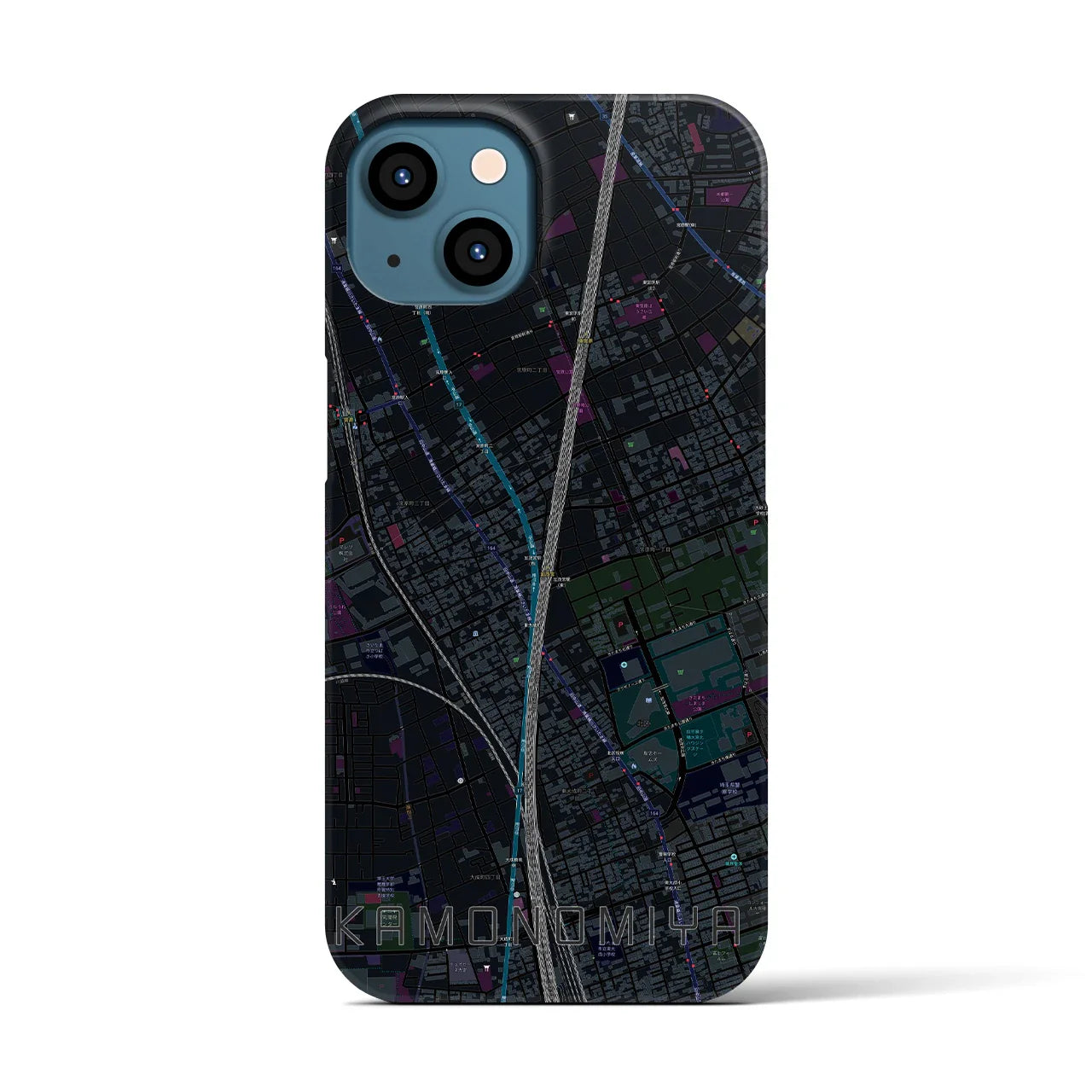 【加茂宮(埼玉県)】地図柄iPhoneケース(バックカバータイプ)