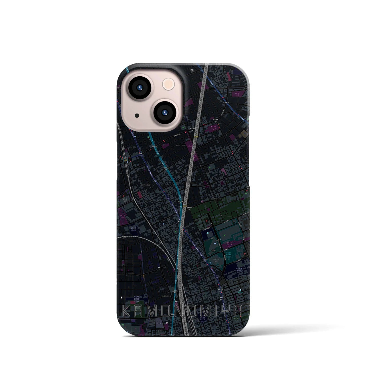 【加茂宮(埼玉県)】地図柄iPhoneケース(バックカバータイプ)