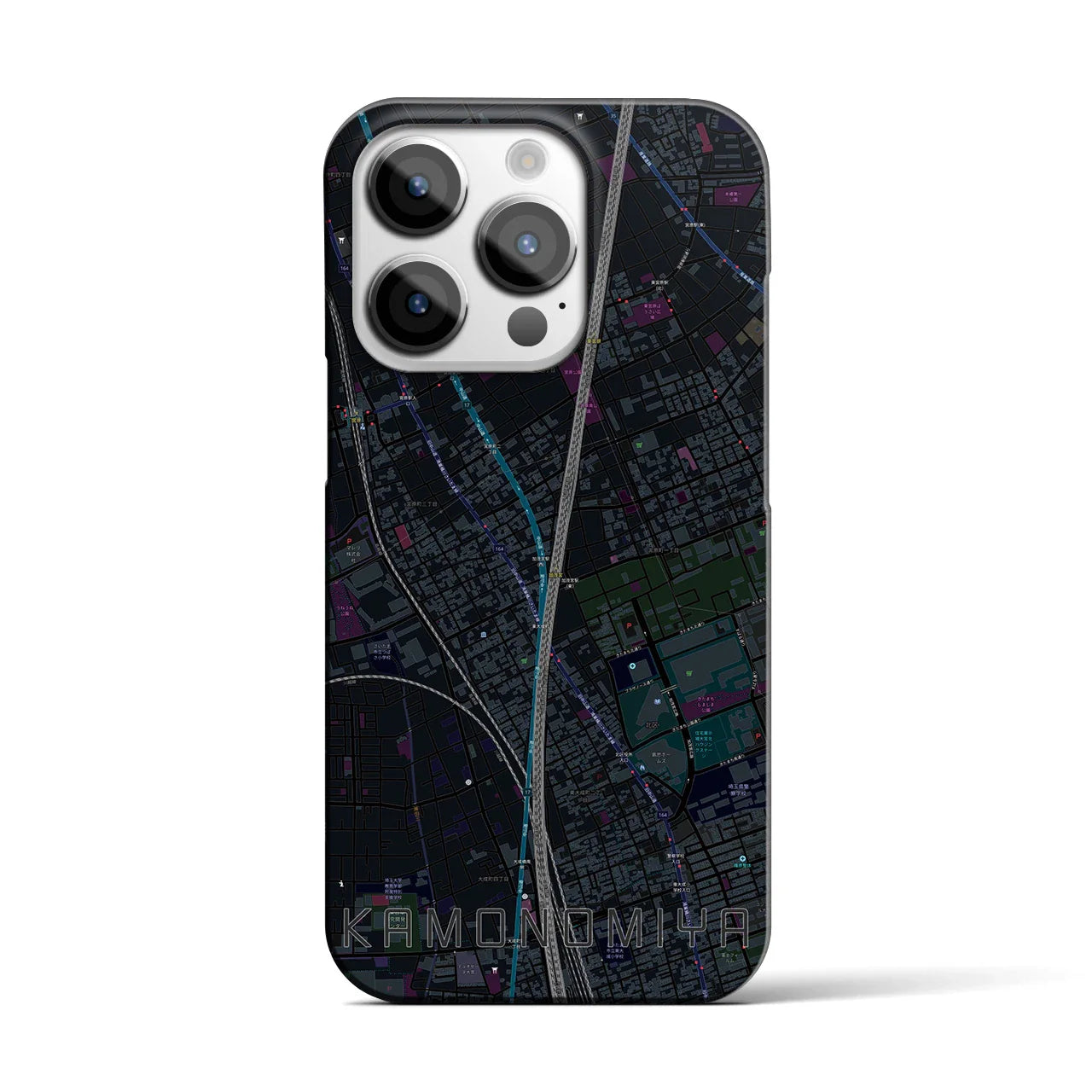 【加茂宮(埼玉県)】地図柄iPhoneケース(バックカバータイプ)